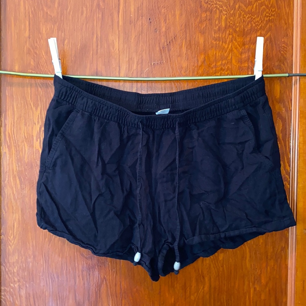 Black Linen Shorts